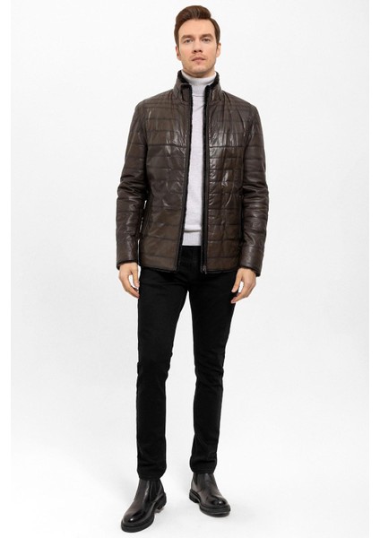 Kahverengi Keene Erkek Deri Kürk Kaban modelleri