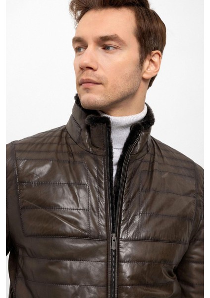 Kahverengi Keene Erkek Deri Kürk Kaban fırsatları