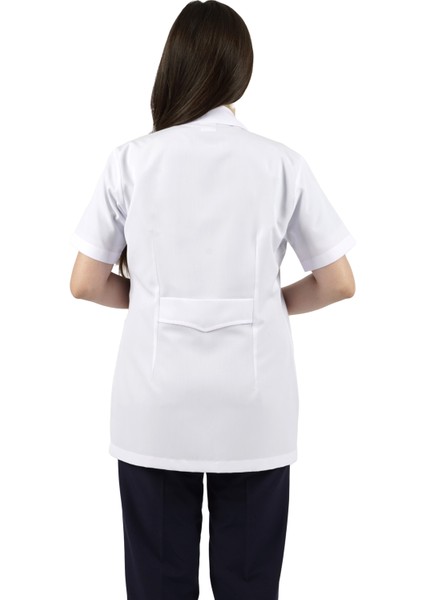 Gömlek Yaka Kısa Kol Beyaz Bayan Doktor Öğretmen Hemşire Laboratuvar Önlüğü modelleri