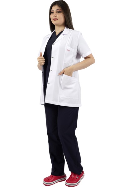 Gömlek Yaka Kısa Kol Beyaz Bayan Doktor Öğretmen Hemşire Laboratuvar Önlüğü fırsatları