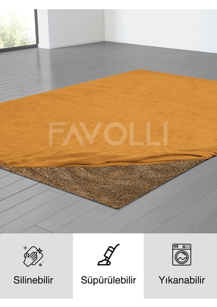 FAVOLLİ SAFRAN RENGİ LASTİKLİ HALI ÖRTÜSÜ KADİFE DOKULU DREAM SERİES