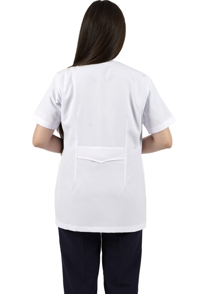 Hakim Yaka Kısa Kol Beyaz Kadın Doktor Öğretmen Hemşire Laboratuvar Önlüğü modelleri