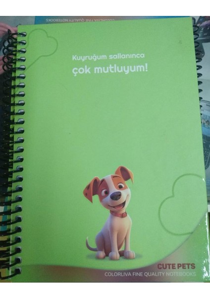 17*24 80 Yaprak Çizgili Cute Pets Sert Kapak Beyaz Defter