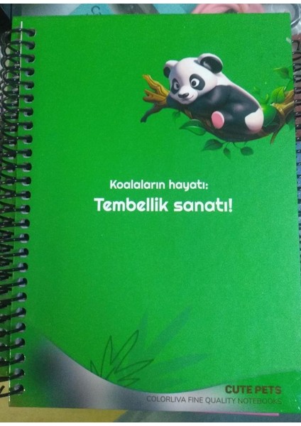 17*24 80 Yaprak Çizgili Cute Pets Sert Kapak Beyaz Defter
