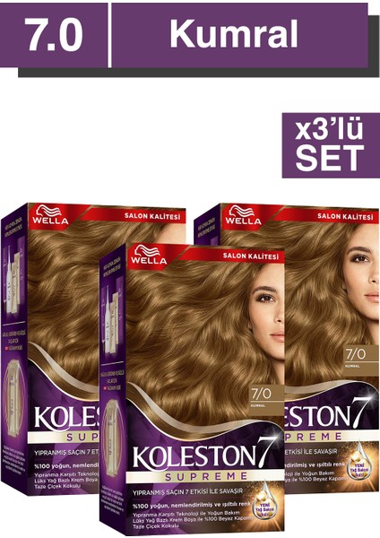 Supreme Kit Saç Boyası 7/0 Kumral X3'lü