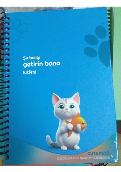 17*24 80 Yaprak Çizgisiz Cute Pets Sert Kapak Beyaz Defter