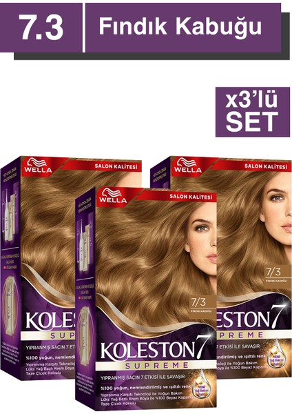 Supreme Kit Saç Boyası 7/3 Fındık Kabuğu *18 X3'lü Set