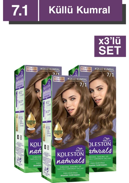 Naturals Saç Boyası 7/1 Küllü Kumral X3'lü Set