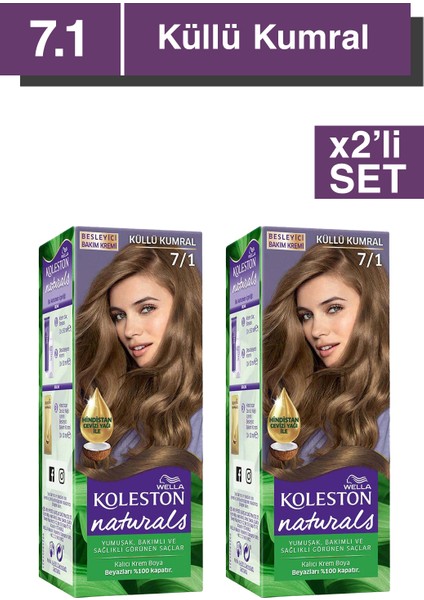 Naturals Saç Boyası 7/1 Küllü Kumral X2'li Set