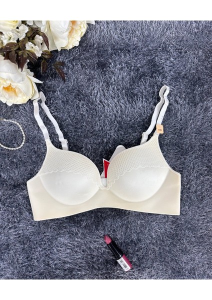 Günlük Kullanım Lazer Kesim Push-Up Destekli Yumuşak Sütyen (Ekru, Pudra, Siyah, Yeşil)
