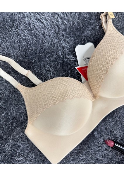 Günlük Kullanım Lazer Kesim Push-Up Destekli Yumuşak Sütyen (Ekru, Pudra, Siyah, Yeşil)