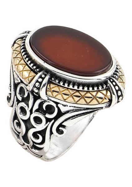 Erkek Yüzük Gümüş 925 Ayar Acur Desenli