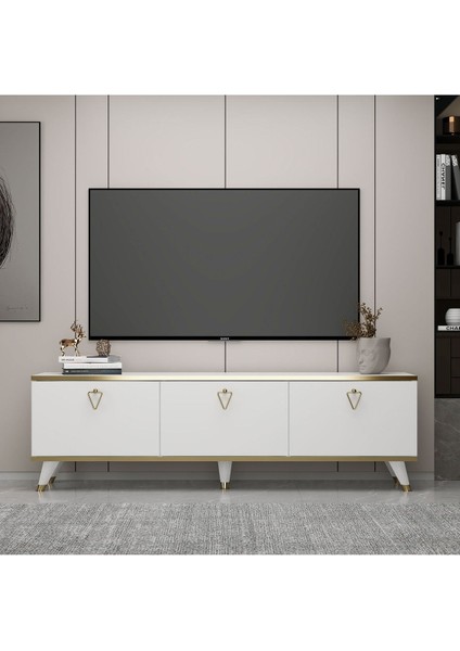 Steiny Tv Ünitesi Beyaz-Gold 180 cm