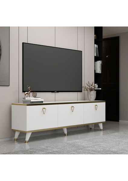 Steiny Tv Ünitesi Beyaz-Gold 180 cm fiyatları