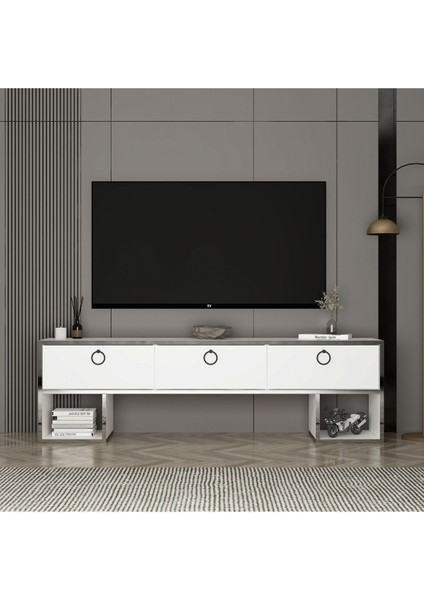 Silbery Tv Ünitesi Beyaz - Gümüş 150 cm