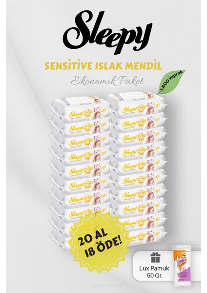 Sensitive 90' Lı Islak Mendil 20'li