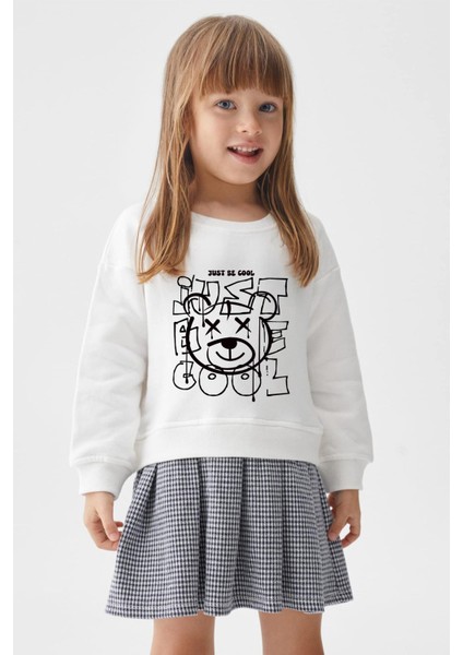 Ekose Kare Etekli Tarz Organik Tarz Cool Baskılı Sweat Etek Takım