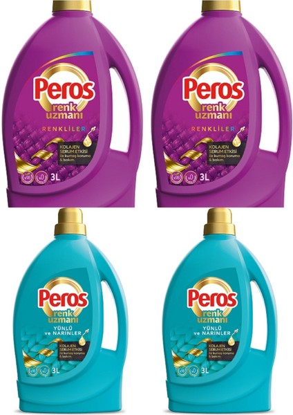 Renk Uzmanı Yünlü ve Narinler Kolejan Serum Etkisi Ile Kumaş Koruma & Bakım 3 Lt x 4 Adet.