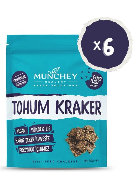 6'lı Tohum Kraker Deniz Tuzu 100 gr