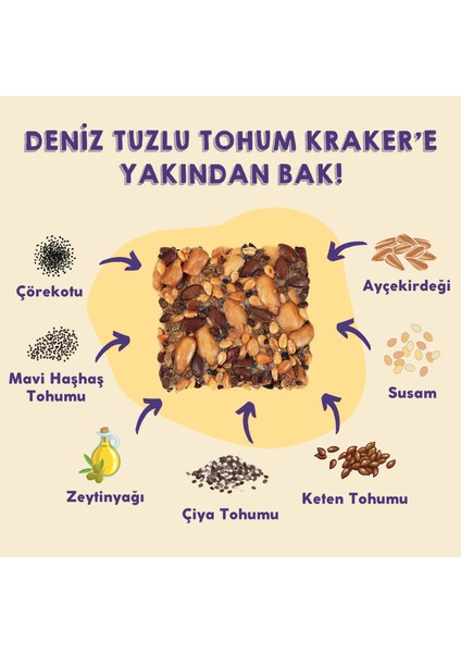 6'lı Tohum Kraker Deniz Tuzu 100 gr