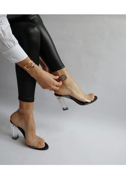 Şeffaf Sandalet 9Cm Şeffaf Topuklu Kadın Ayakkabı