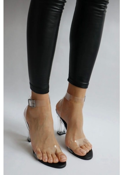 Şeffaf Sandalet 9Cm Şeffaf Topuklu Kadın Ayakkabı modelleri