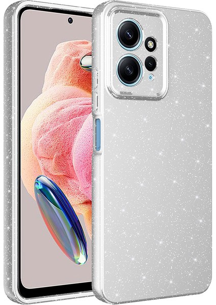 Xiaomi Uyumlu Redmi Note 12 4g Kılıf Kamera Korumalı Simli Lüks Zore Koton Kapak-Gri