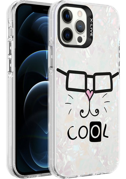 Apple iPhone Uyumlu 12 Pro Kılıf Mermer Desenli Zore Marbello Kapak-Beyaz