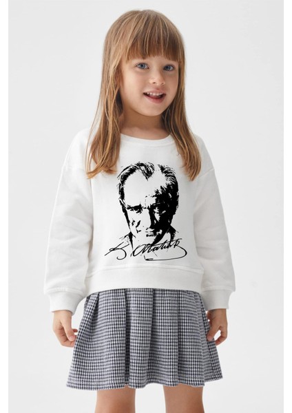 Ekose Kare Etekli Tarz Organik Atatürk Baskılı Sweat Etek Takım