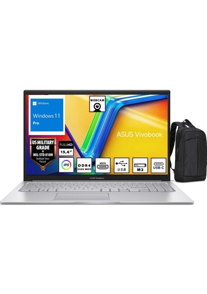Vivobook 15 X1504ZA-BQ441 Intel Core I7 1255U 16GB 512GB SSD 15.6" Fhd Windows 11 Pro Taşınabilir Bilgisayar + Hediye Sırt Çantası WZ02