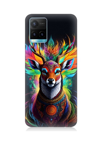 Vivo Y53S Uyumlu Mistik Ala Geyik Desenli Silikon Kılıf