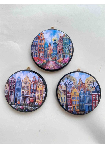 Amsterdam Temalı 3 Lü Duvar Süsü