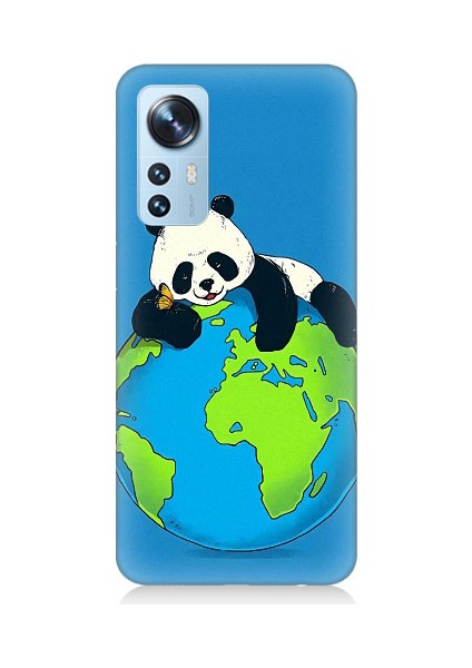 Xiaomi 12 Uyumlu Yorgun Panda ve Dünya Desenli Silikon Kılıf