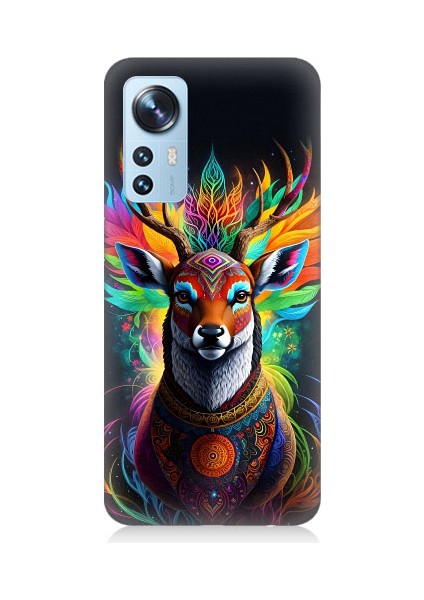 Xiaomi 12 Uyumlu Mistik Ala Geyik Desenli Silikon Kılıf