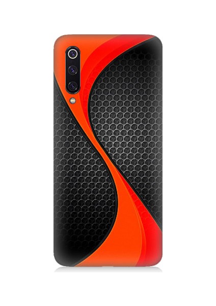 Xiaomi Mi 9 Uyumlu Turuncu Siyah Karbon Desenli Silikon Kılıf