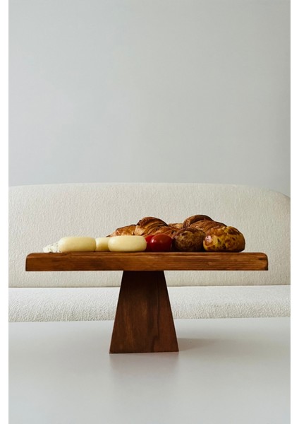 Piramit 25 X 25 Cm Ahşap 10 Cm Ayaklı Yuvarlak Pasta Sunum Servis Tabağı fırsatları