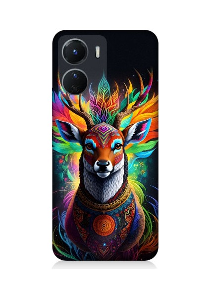 Vivo Y16 Uyumlu Mistik Ala Geyik Desenli Silikon Kılıf