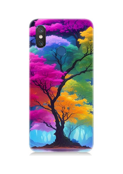 Xiaomi Mi 8s Uyumlu Renkli Hayat Ağacı Desenli Silikon Kılıf