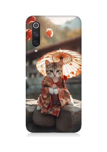 Xiaomi Mi 9se Uyumlu Geyşa Kıyafetli Kedi Desenli Silikon Kılıf