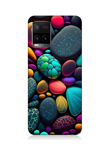 Vivo Y33S Uyumlu Artx Kırmızı Doğa Taşlar Desenli Silikon Kılıf