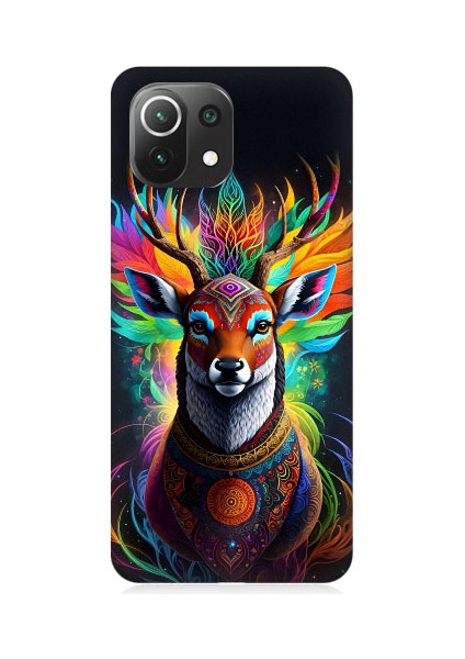 Xiaomi Mi 11 Lite Uyumlu Mistik Ala Geyik Desenli Silikon Kılıf