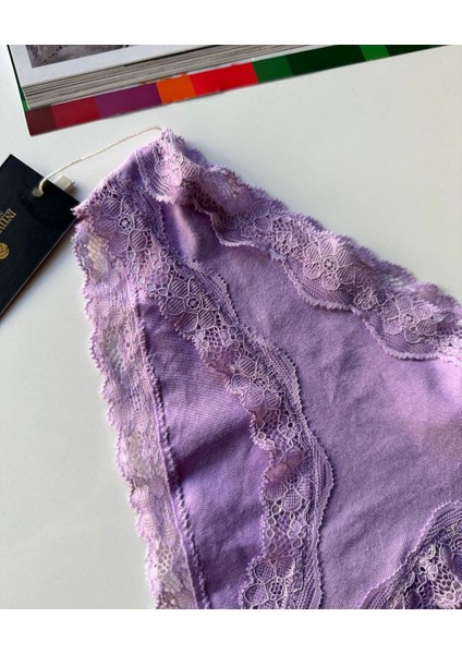 Arlet Kadın Pamuklu Rahat Günlük Kullanım Dantelli Slip/külot (Lila-Gül Kurusu- Krem) fırsatları