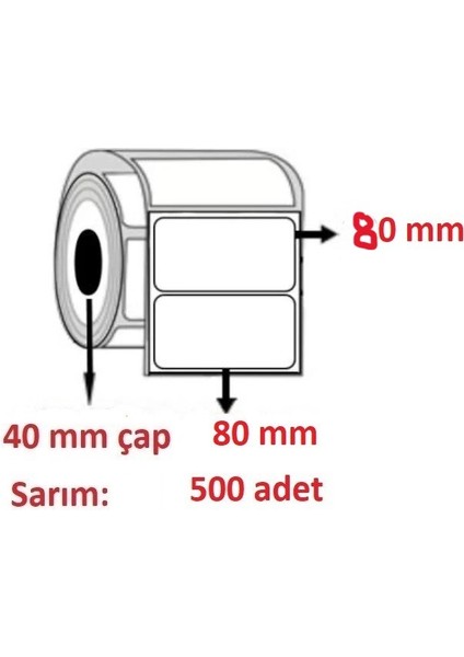 80X80 Barkod Etiketi Ekotermal 500 Lü 10 Rulo 5000 ADETTİR