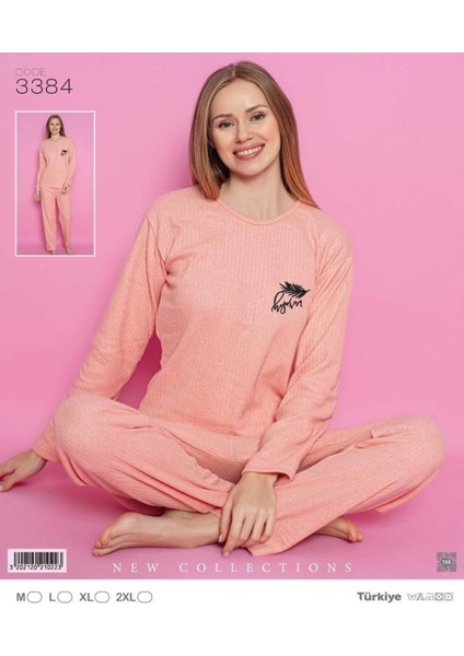 Baskılı Pijama Takımı Pudra Pembe