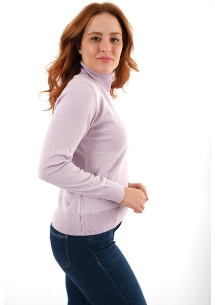 Kadın Lila %100 Pamuk Balıkçı Yaka Triko Kazak Bluz TRIST-6103 fiyatları