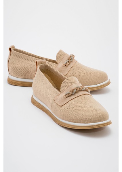 Kadın Kaydırmaz Taban Taşlı Günlük Ayakkabı NUDE