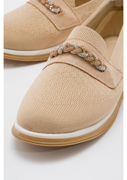 Kadın Kaydırmaz Taban Taşlı Günlük Ayakkabı NUDE modelleri