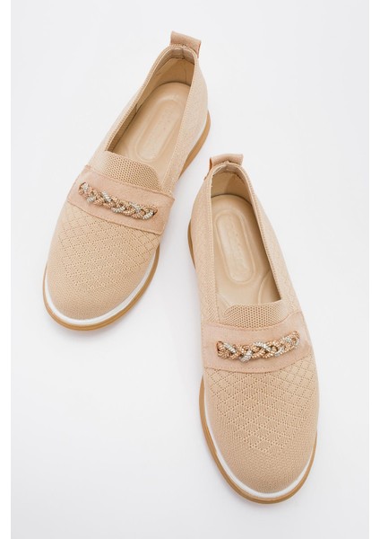 Kadın Kaydırmaz Taban Taşlı Günlük Ayakkabı NUDE indirimleri