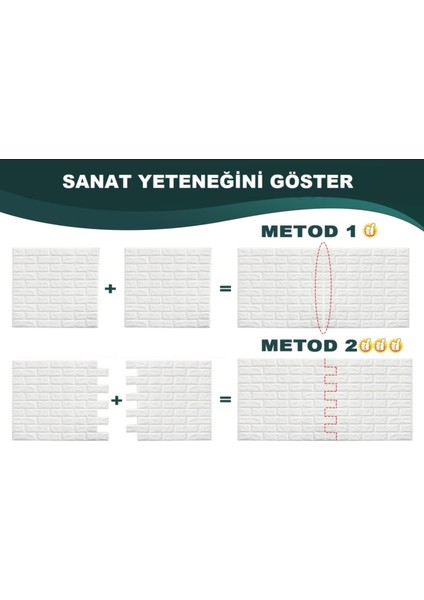 BienHome 70X77 cm Beyaz 0,54M² 3D Dekoratif Kendinden Yapışkanlı Esnek Duvar Kağıdı Kaplama Paneli Köpük