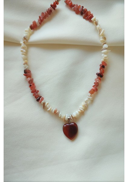 Sedef, Akik Kalp Kırıktaş Doğaltaş Kolye